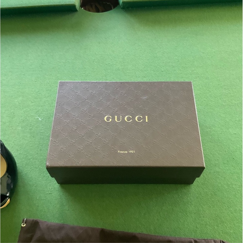 GUCCI Peep Toe Slingback Pump High Heels Patent Leather Black - Picture 8 of 10